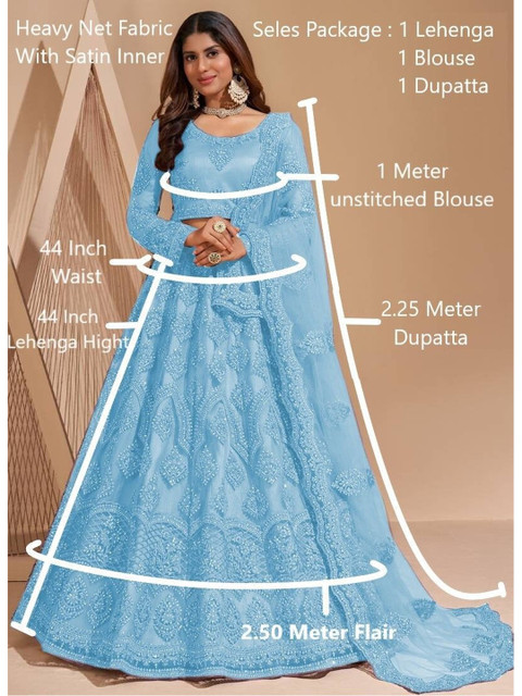 REELOVE FACTORY Embellished Sequinned Semi-Stitched Lehenga & Unstitched Blouse With Dupatta - Image 6