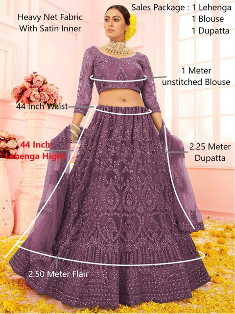 REELOVE FACTORY Embellished Sequinned Semi-Stitched Lehenga & Unstitched Blouse With Dupatta - Image 7