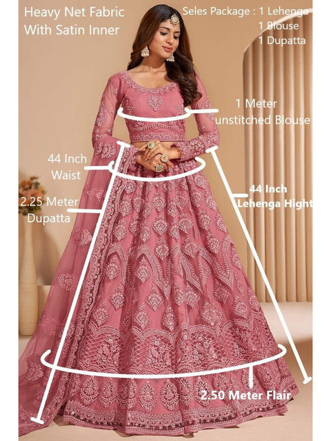 REELOVE FACTORY Embroidered Thread Work Semi-Stitched Lehenga & Unstitched Blouse - Image 7