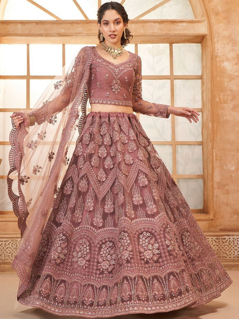 REELOVE FACTORY Embroidered Thread Work Semi-Stitched Lehenga & Blouse With Dupatta