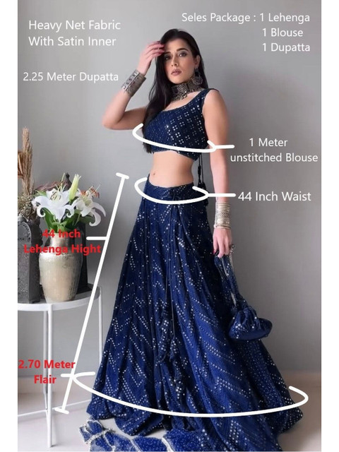 REELOVE FACTORY Embroidered Sequinned Semi-Stitched Lehenga & Blouse With Dupatta - Image 7