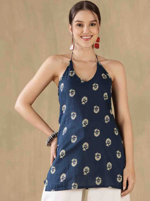 Anouk Mirage Floral Print Halter Neck Cotton Top