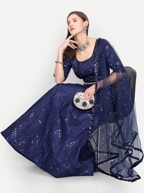 REELOVE FACTORY Embellished Sequinned Semi-Stitched Lehenga & Blouse With Dupatta - Image 5