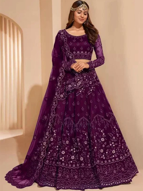 REELOVE FACTORY Embellished Sequinned Semi-Stitched Lehenga & Unstitched Blouse With Dupatta - Image 3
