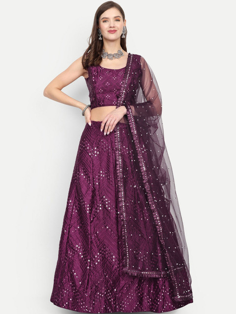 REELOVE FACTORY Embellished Sequinned Semi-Stitched Lehenga & Blouse With Dupatta