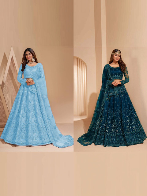 REELOVE FACTORY Embellished Sequinned Semi-Stitched Lehenga & Unstitched Blouse With Dupatta