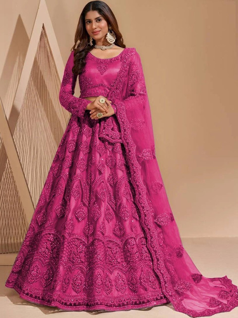REELOVE FACTORY Embellished Sequinned Semi-Stitched Lehenga & Unstitched Blouse With Dupatta - Image 2