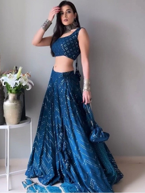 REELOVE FACTORY Embellished Sequinned Ready to Wear Lehenga & Unstitched Blouse With Dupatta