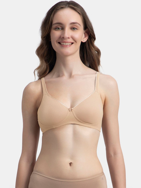 Jockey Wirefree Padded Plus Size Cotton Medium Coverage Tshirt Bra with Lace Styling -1723