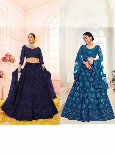 REELOVE FACTORY Embroidered Thread Work Semi-Stitched Lehenga & Unstitched Blouse With Dupatta