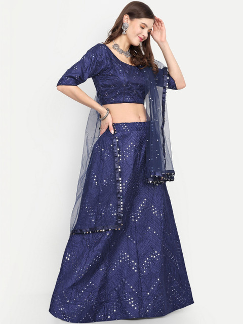 REELOVE FACTORY Embellished Sequinned Semi-Stitched Lehenga & Blouse With Dupatta - Image 4