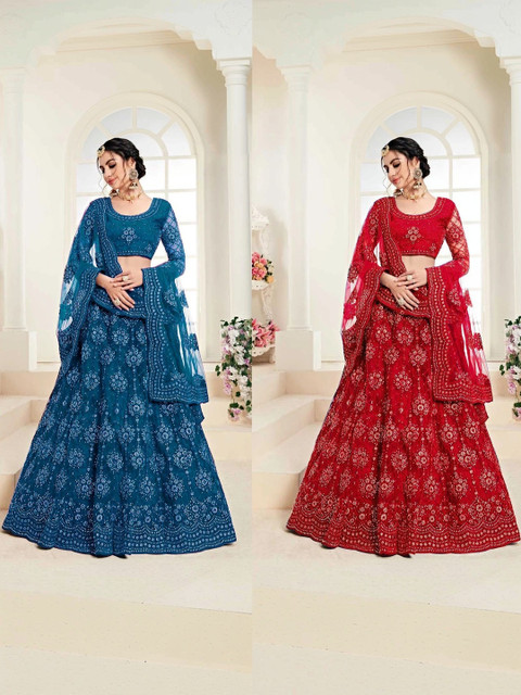 REELOVE FACTORY Embellished Semi-Stitched Lehenga & Unstitched Blouse With Dupatta