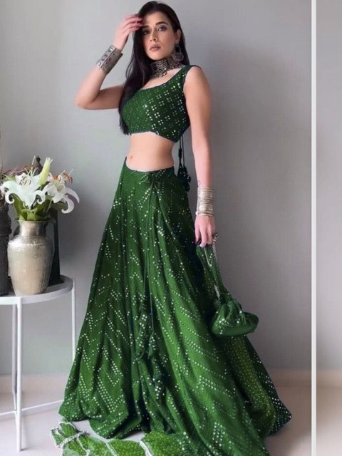 REELOVE FACTORY Embellished Sequinned Semi-Stitched Lehenga & Blouse With Dupatta