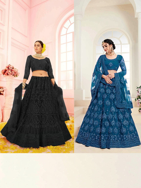 REELOVE FACTORY Embellished Sequinned Semi-Stitched Lehenga & Unstitched Blouse With Dupatta