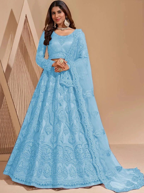 REELOVE FACTORY Embellished Sequinned Semi-Stitched Lehenga & Unstitched Blouse With Dupatta