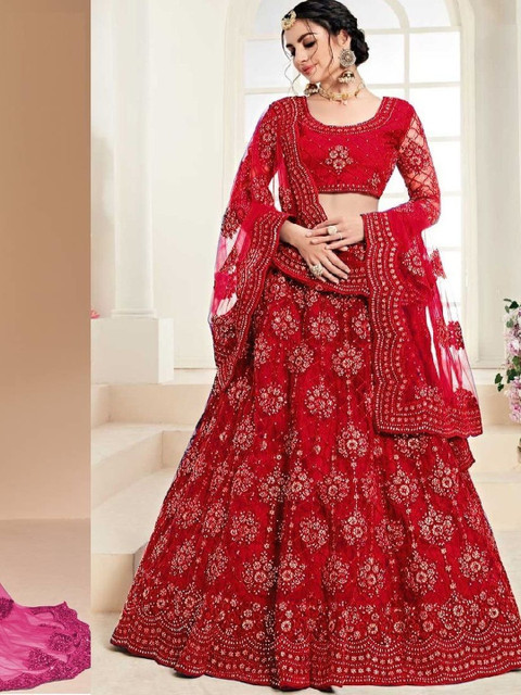 REELOVE FACTORY Embellished Sequinned Semi-Stitched Lehenga & Unstitched Blouse - Image 4