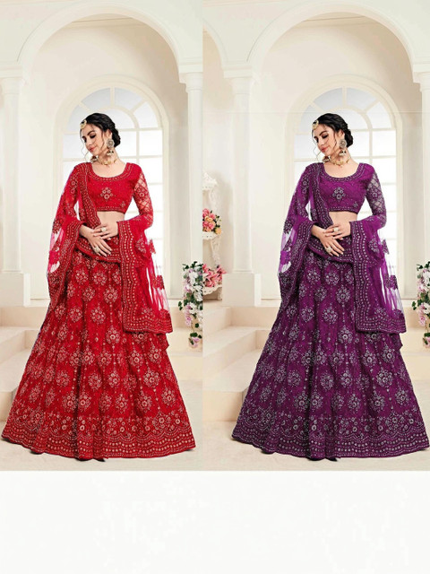 REELOVE FACTORY Embellished Sequinned Semi-Stitched Lehenga & Unstitched Blouse With Dupatta