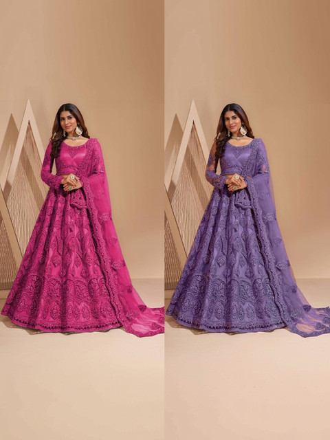 REELOVE FACTORY Embellished Sequinned Semi-Stitched Lehenga & Unstitched Blouse With Dupatta