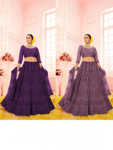 REELOVE FACTORY Embellished Sequinned Semi-Stitched Lehenga & Unstitched Blouse