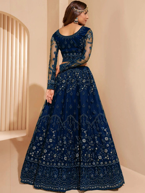 REELOVE FACTORY Embellished Sequinned Semi-Stitched Lehenga & Unstitched Blouse With Dupatta - Image 5