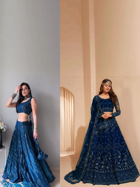 REELOVE FACTORY Embellished Sequinned Ready to Wear Lehenga & Unstitched Blouse With Dupatta - Image 2