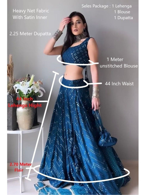 REELOVE FACTORY Embellished Sequinned Ready to Wear Lehenga & Unstitched Blouse With Dupatta - Image 6