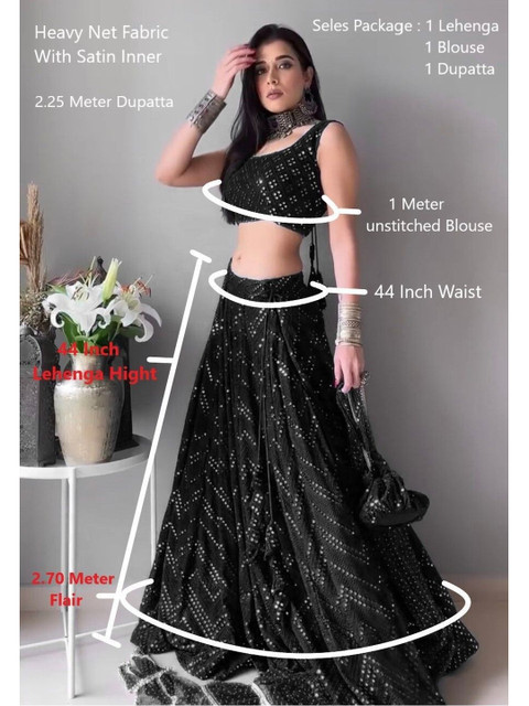 REELOVE FACTORY Embellished Sequinned Semi-Stitched Lehenga & Unstitched Blouse - Image 6