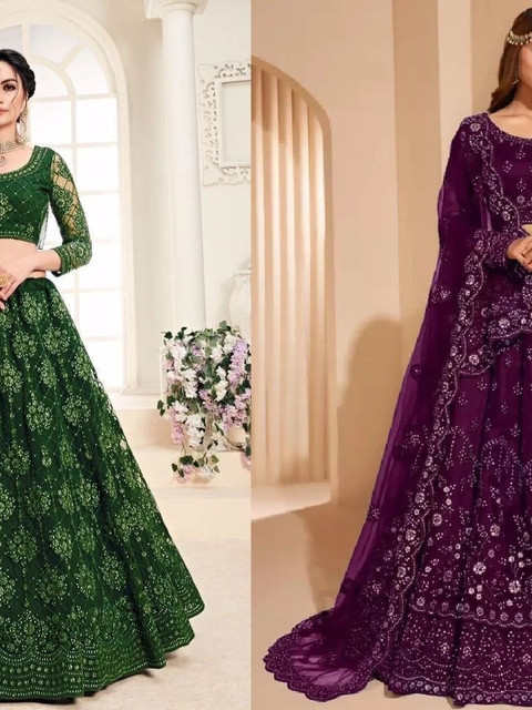 REELOVE FACTORY Embellished Sequinned Semi-Stitched Lehenga & Unstitched Blouse With Dupatta