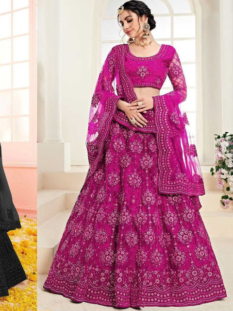 REELOVE FACTORY Embroidered Sequinned Semi-Stitched Lehenga & Blouse With Dupatta