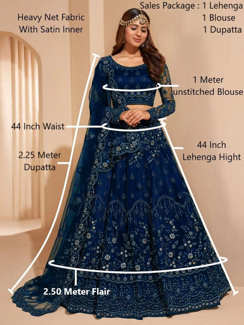 REELOVE FACTORY Embellished Sequinned Semi-Stitched Lehenga & Unstitched Blouse With Dupatta - Image 6