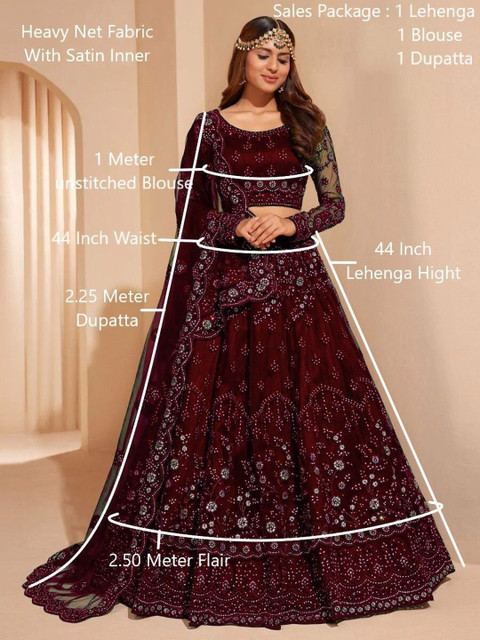 REELOVE FACTORY Embellished Sequinned Semi-Stitched Lehenga & Blouse With Dupatta - Image 6