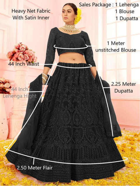 REELOVE FACTORY Embroidered Thread Work Semi-Stitched Lehenga & Unstitched Blouse With Dupatta - Image 6