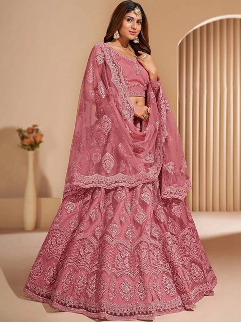 REELOVE FACTORY Embellished Sequinned Semi-Stitched Lehenga & Blouse With Dupatta