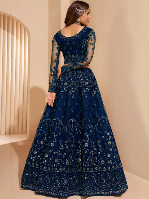 REELOVE FACTORY Embellished Sequinned Ready to Wear Lehenga & Unstitched Blouse With Dupatta - Image 4