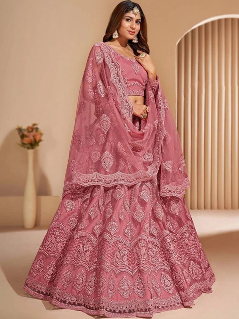 REELOVE FACTORY Embellished Sequinned Semi-Stitched Lehenga & Unstitched Blouse