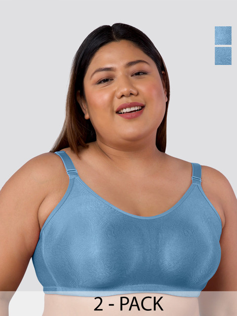MAASHIE Women Plus Size Full Coverage Non Padded Non Wired T-shirt Bra TBLU TBLU M4409
