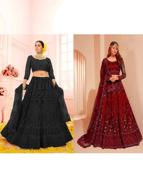 REELOVE FACTORY Embellished Sequinned Semi-Stitched Lehenga & Unstitched Blouse With Dupatta