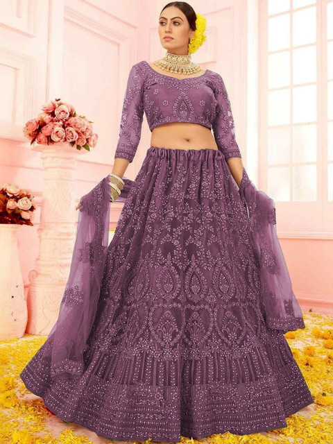 REELOVE FACTORY Embellished Sequinned Semi-Stitched Lehenga & Unstitched Blouse