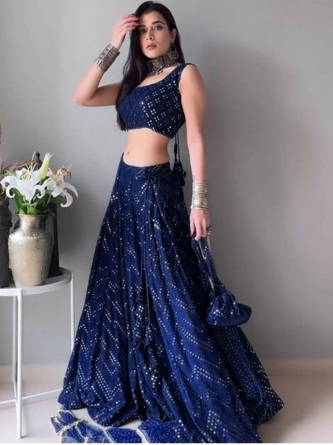 REELOVE FACTORY Embroidered Sequinned Semi-Stitched Lehenga & Blouse With Dupatta - Image 2