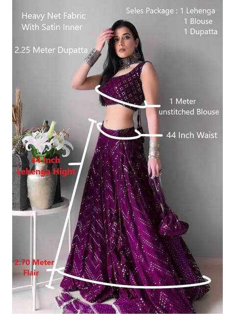 REELOVE FACTORY Embellished Sequinned Semi-Stitched Lehenga & Unstitched Blouse With Dupatta - Image 6