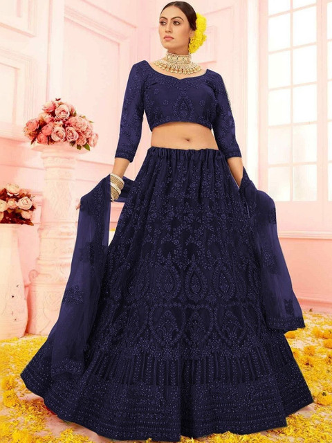 REELOVE FACTORY Embellished Sequinned Semi-Stitched Lehenga & Unstitched Blouse With Dupatta