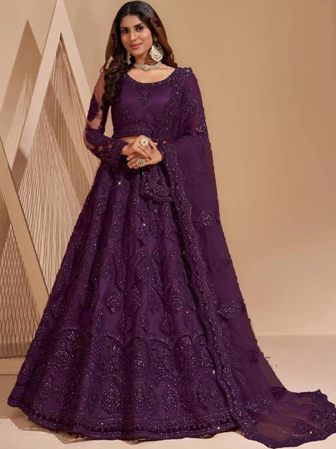 REELOVE FACTORY Embellished Sequinned Semi-Stitched Lehenga & Unstitched Blouse With Dupatta - Image 4