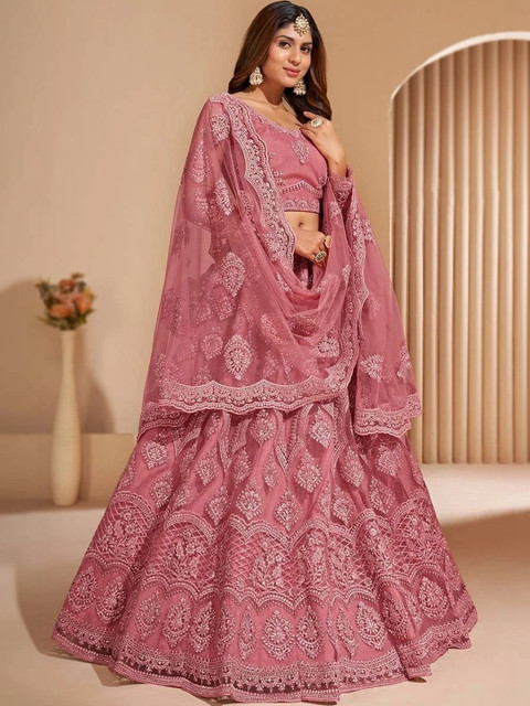 REELOVE FACTORY Embroidered Thread Work Semi-Stitched Lehenga & Unstitched Blouse - Image 4