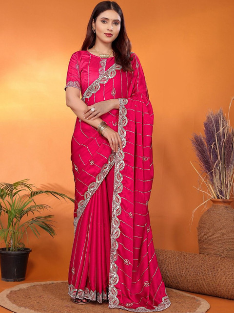 Anouk Embellished Zari Organza Heavy Work Saree