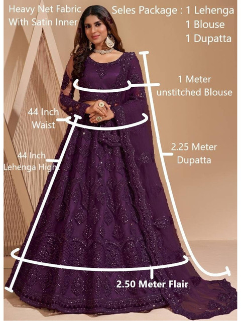 REELOVE FACTORY Embellished Sequinned Semi-Stitched Lehenga & Unstitched Blouse With Dupatta - Image 7
