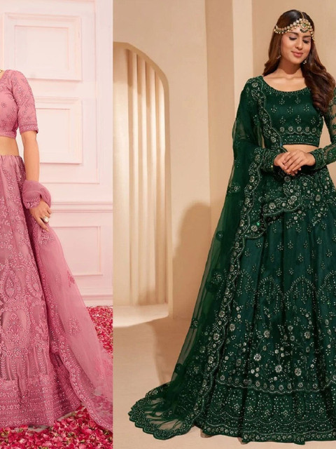 REELOVE FACTORY Embellished Sequinned Semi-Stitched Lehenga & Unstitched Blouse With Dupatta - Image 5