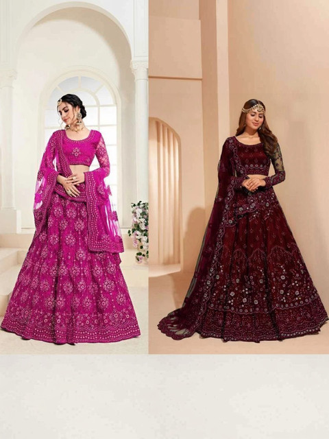 REELOVE FACTORY Embellished Sequinned Semi-Stitched Lehenga & Blouse With Dupatta