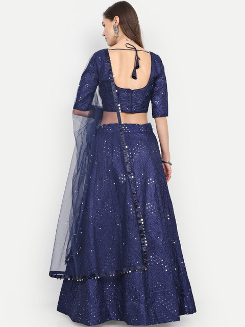 REELOVE FACTORY Embellished Sequinned Semi-Stitched Lehenga & Blouse With Dupatta - Image 3