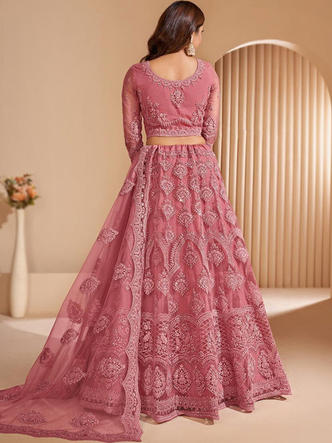 REELOVE FACTORY Embroidered Thread Work Semi-Stitched Lehenga & Blouse With Dupatta - Image 3
