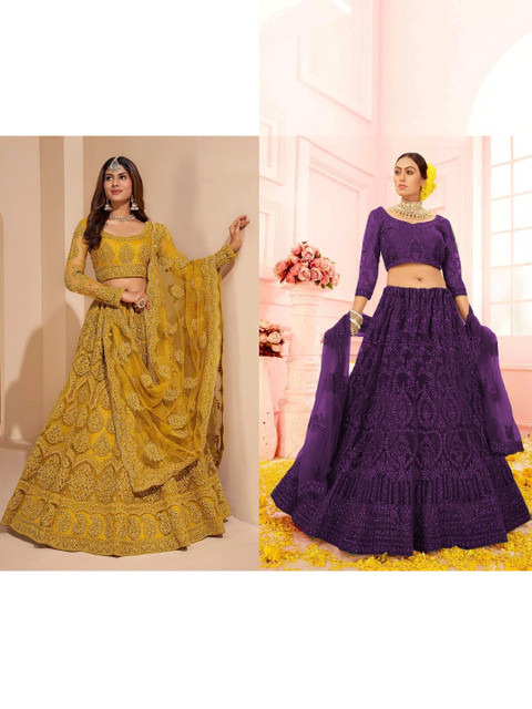 REELOVE FACTORY Embellished Sequinned Semi-Stitched Lehenga & Blouse With Dupatta